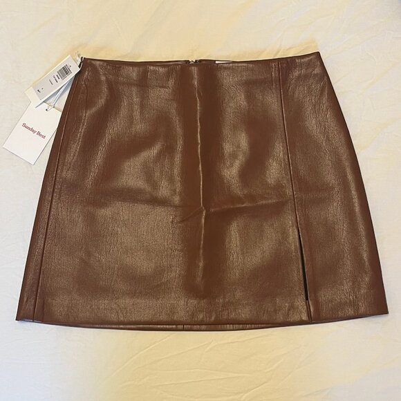 Aritzia Brown Leather Miniskirt - Picture 2 of 4